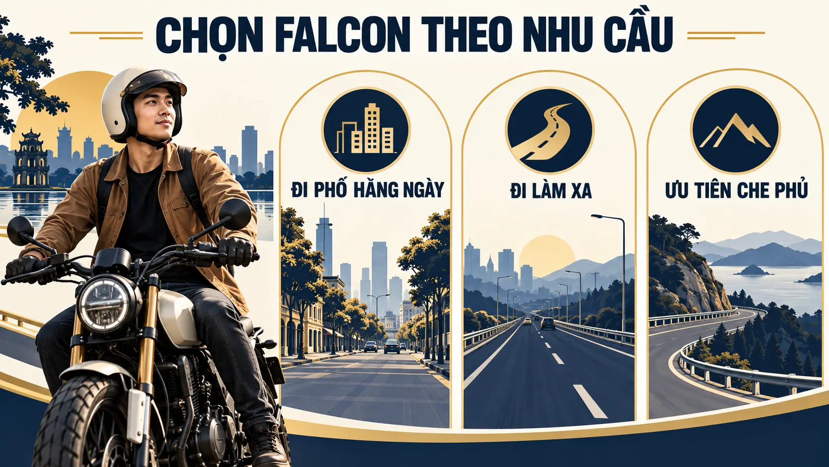 Chọn Falcon theo nhu cầu đi phố và đi xa