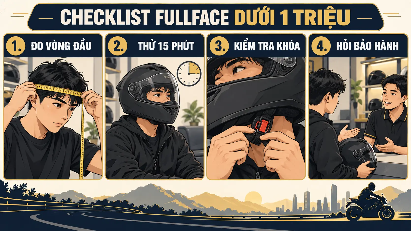 Checklist mua mũ fullface dưới 1 triệu