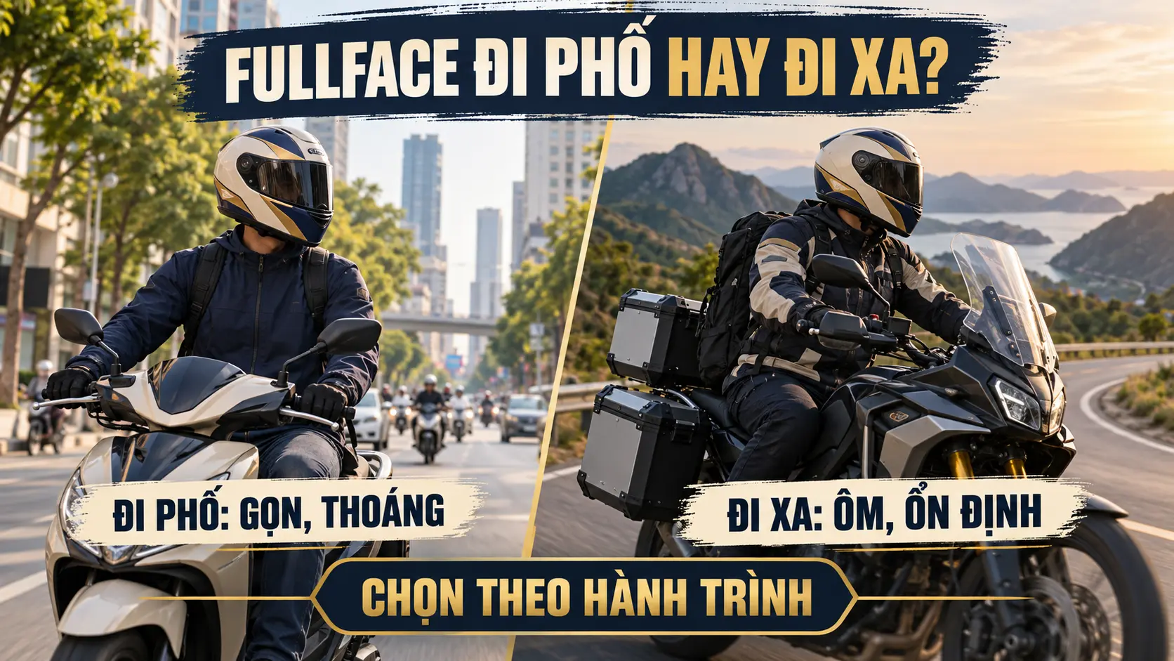 So sánh nhu cầu fullface đi phố và đi xa