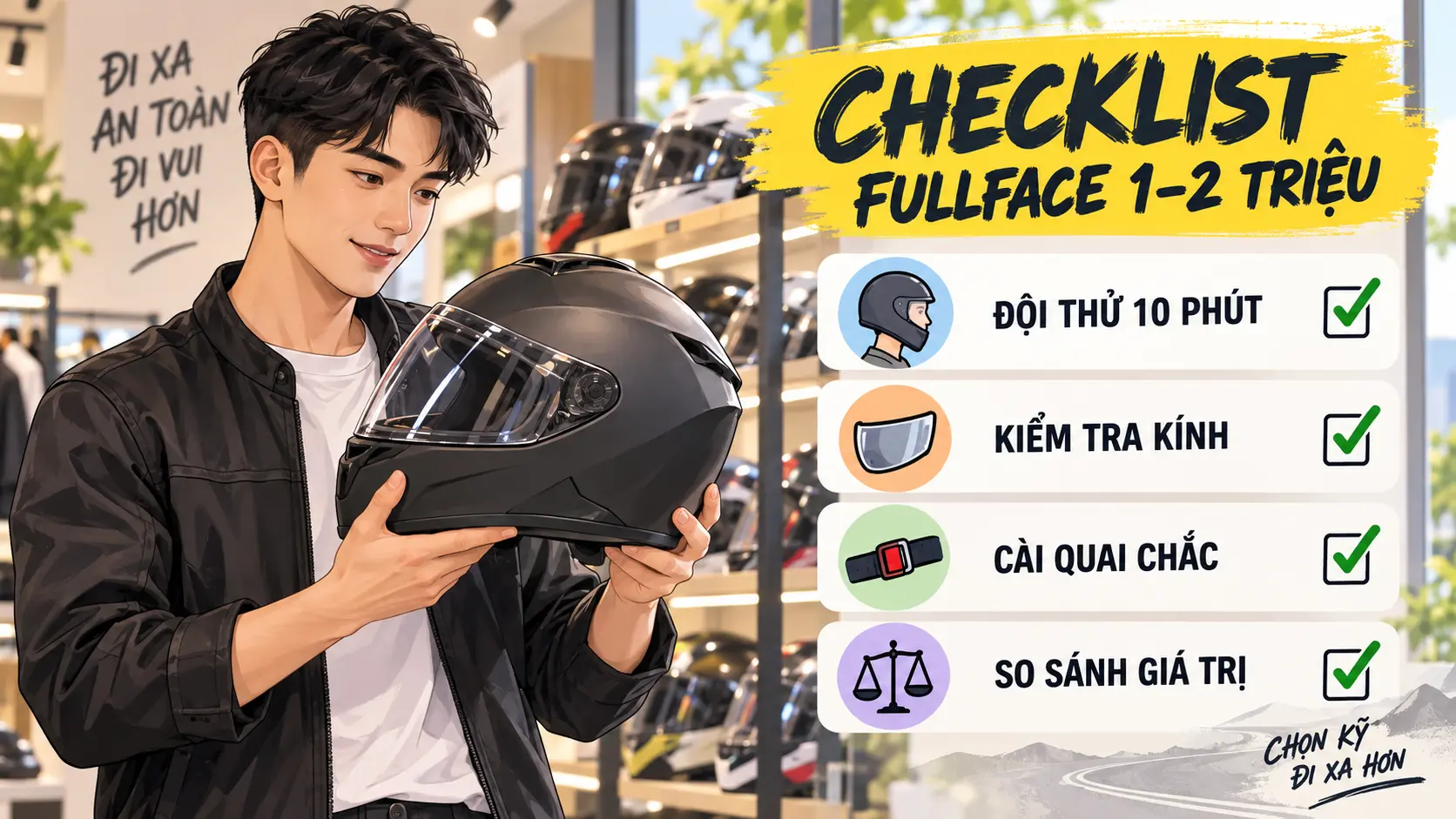 Checklist mua mũ fullface 1–2 triệu