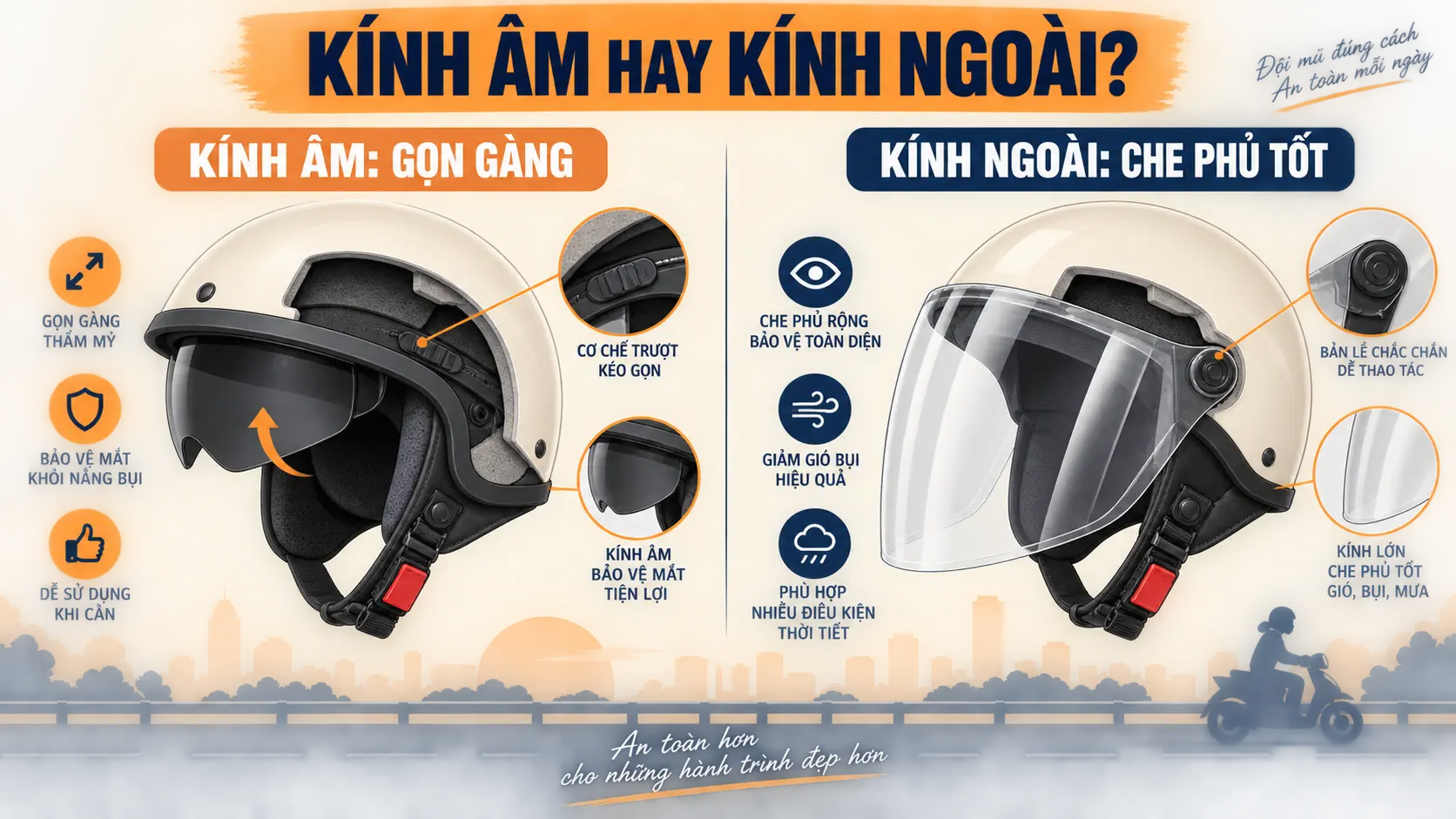 So sánh kính ẩn và kính ngoài