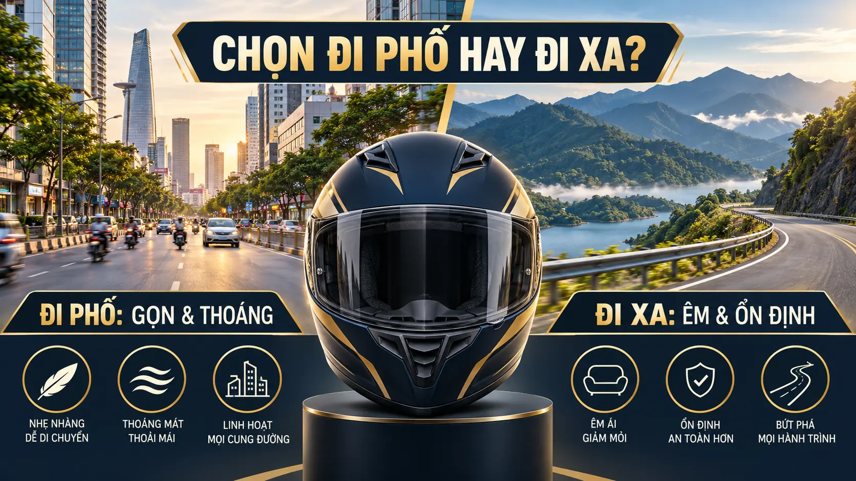 Chọn mũ fullface đi phố hay đi xa