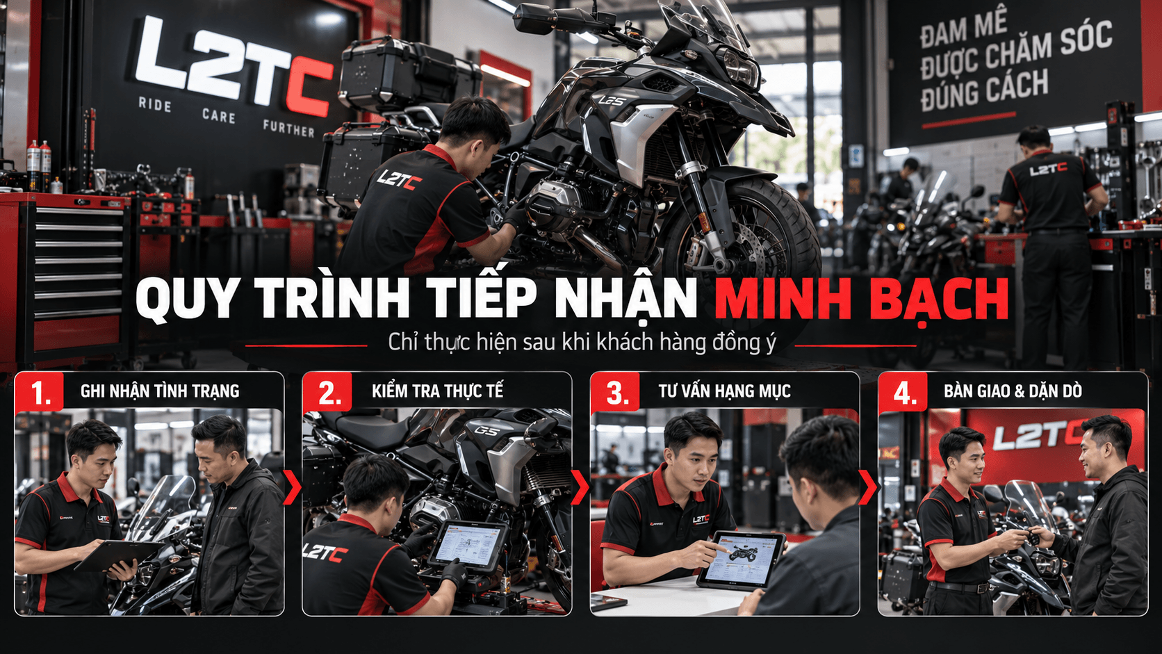 Quy trình tiếp nhận bảo dưỡng xe phân khối lớn tại L2TC Hà Nội