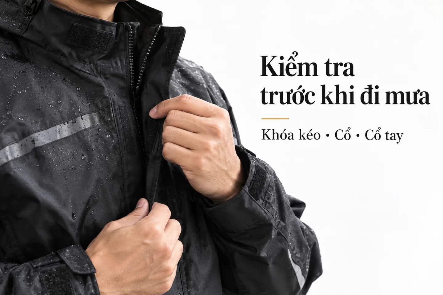 Kiểm tra trước khi đi mưa — Khóa kéo; Cổ; Cổ tay