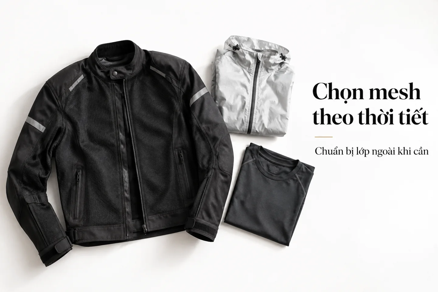Chọn mesh theo thời tiết — Chuẩn bị lớp ngoài khi cần