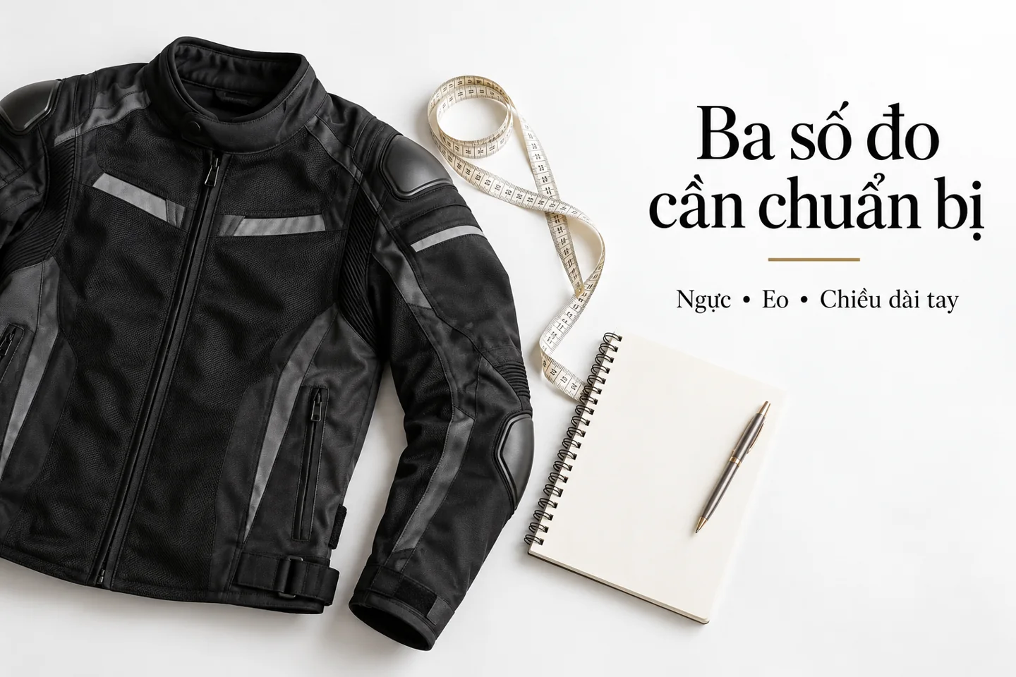 Ba số đo cần chuẩn bị — Ngực; Eo; Chiều dài tay