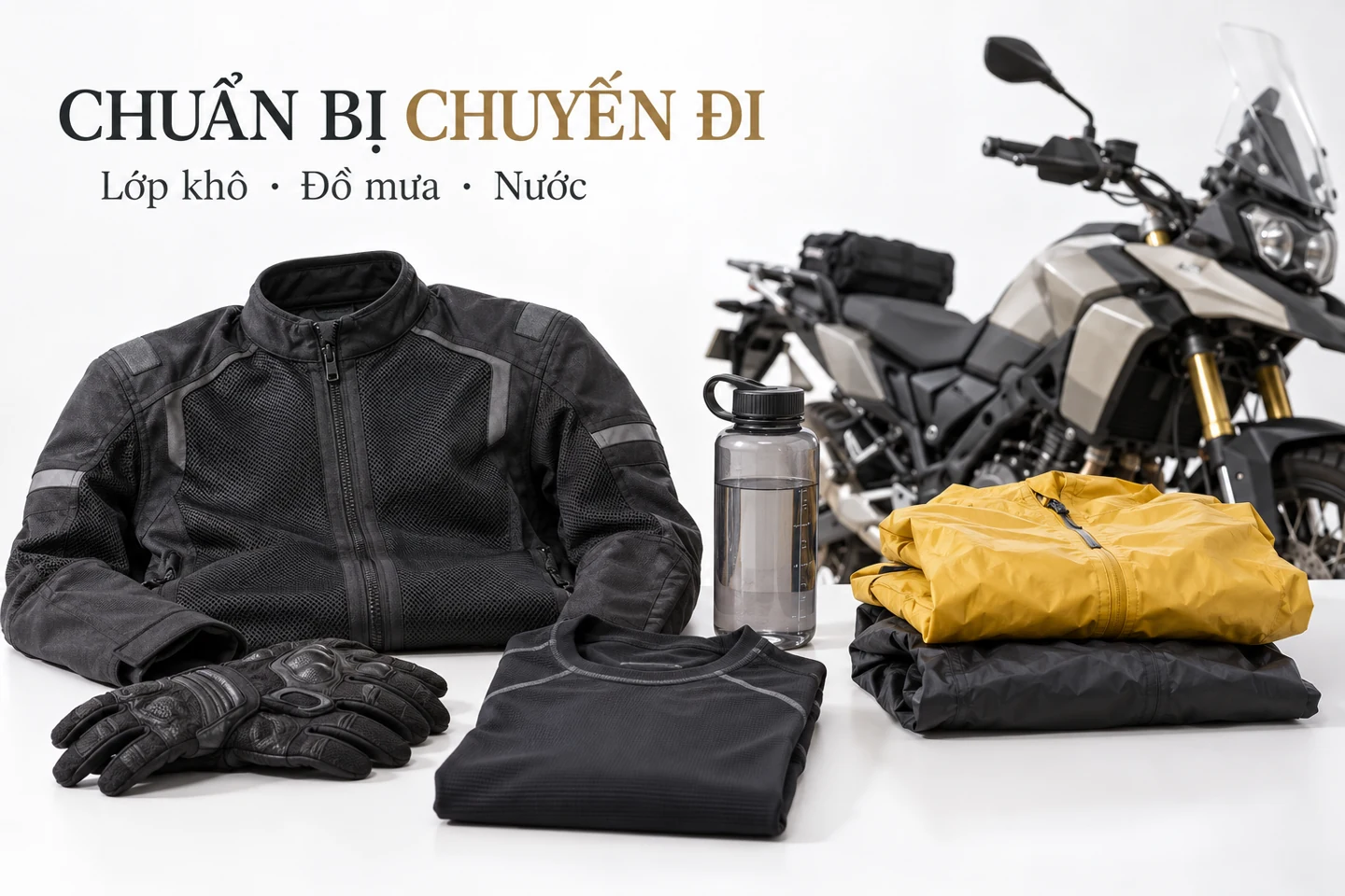 Chuẩn bị chuyến đi — Lớp khô · Đồ mưa · Nước