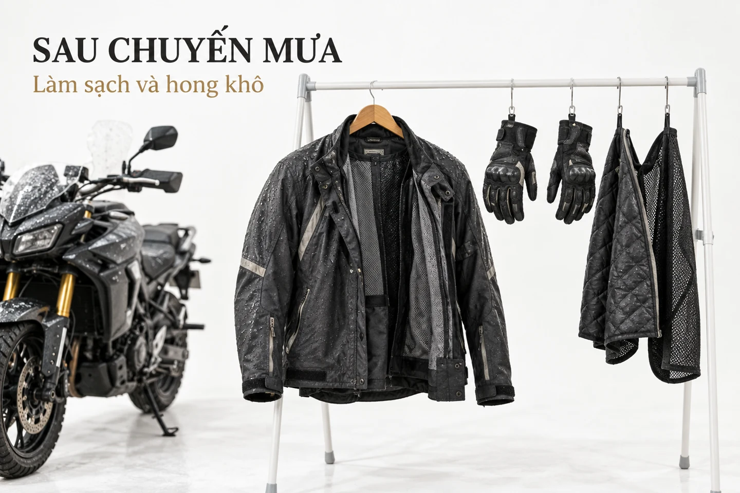 Sau chuyến mưa — Làm sạch và hong khô